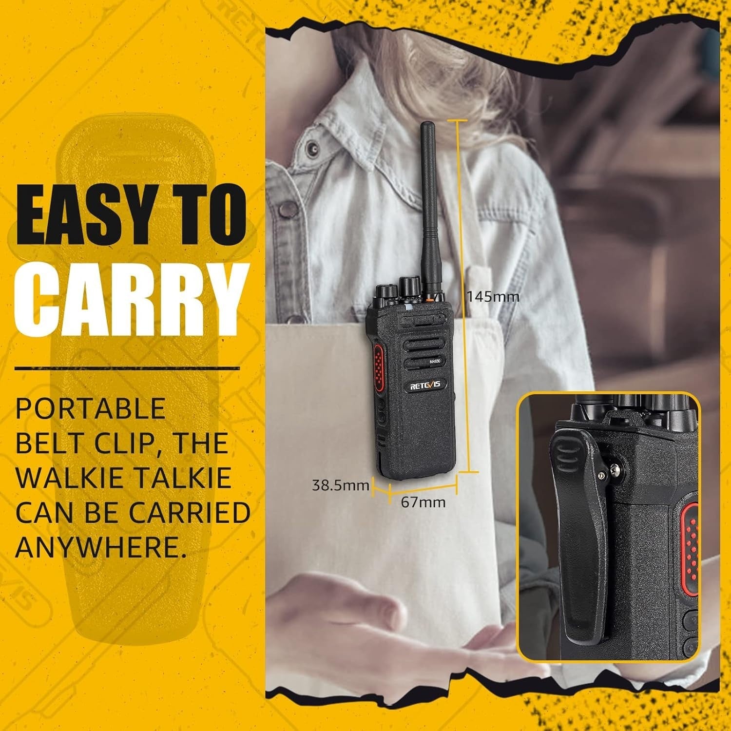 IP67 Waterproof Walkie Talkies 2 Pack Long Range 2800mAh Group Call