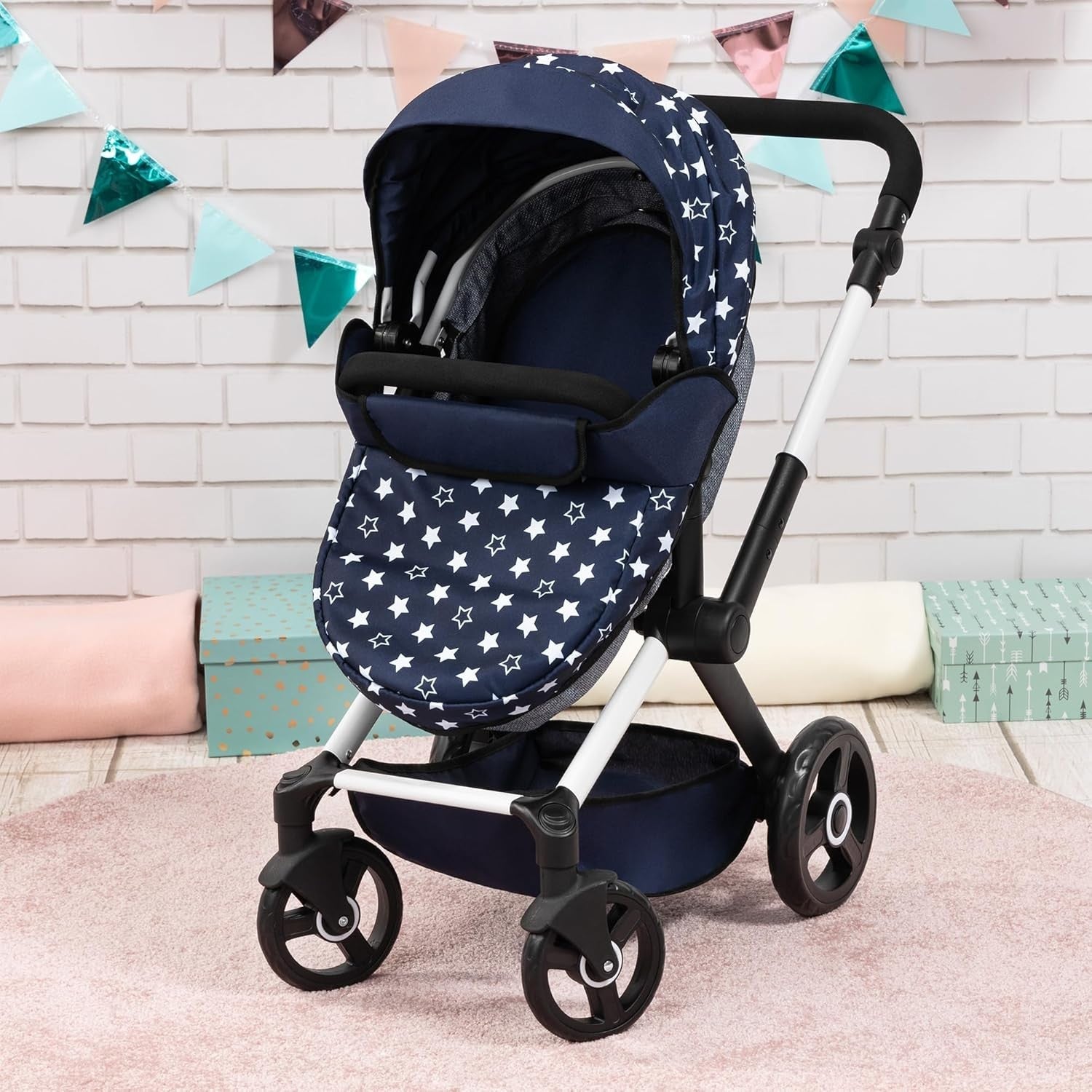 Tall Dolls Pram 3in1 Pushchair Carrycot Buggy Adjustable Handle Toy Set