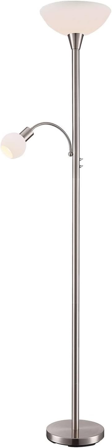 Modern Silver Floor Lamp with Reading Light Twin Head E27 Living Room