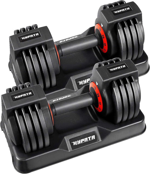 5-in-1 Adjustable Dumbbells Pair 5–25LB Quick Dial Home Gym Weights