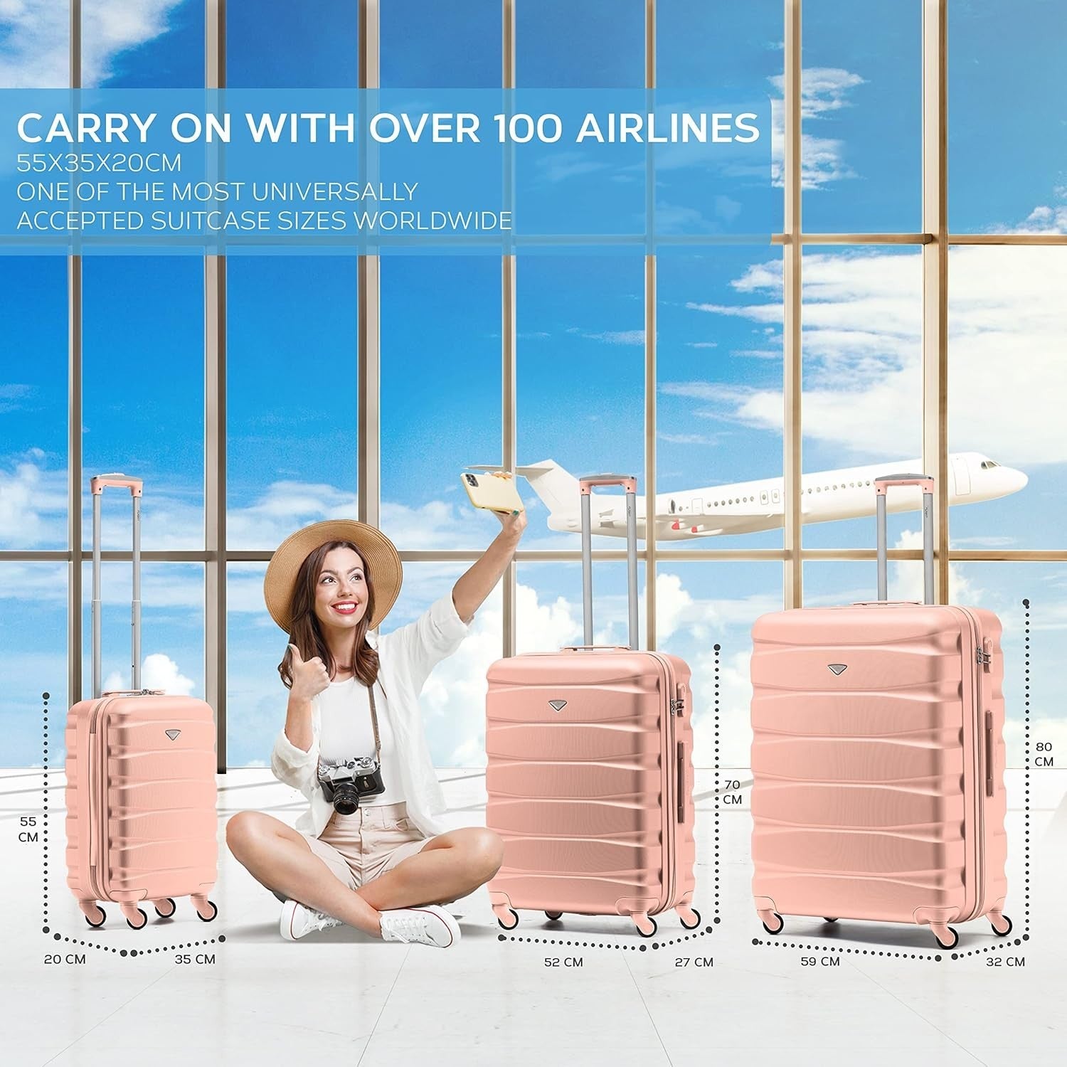 Medium 25” ABS Check In Suitcase Lightweight Hard Shell 4 Wheels