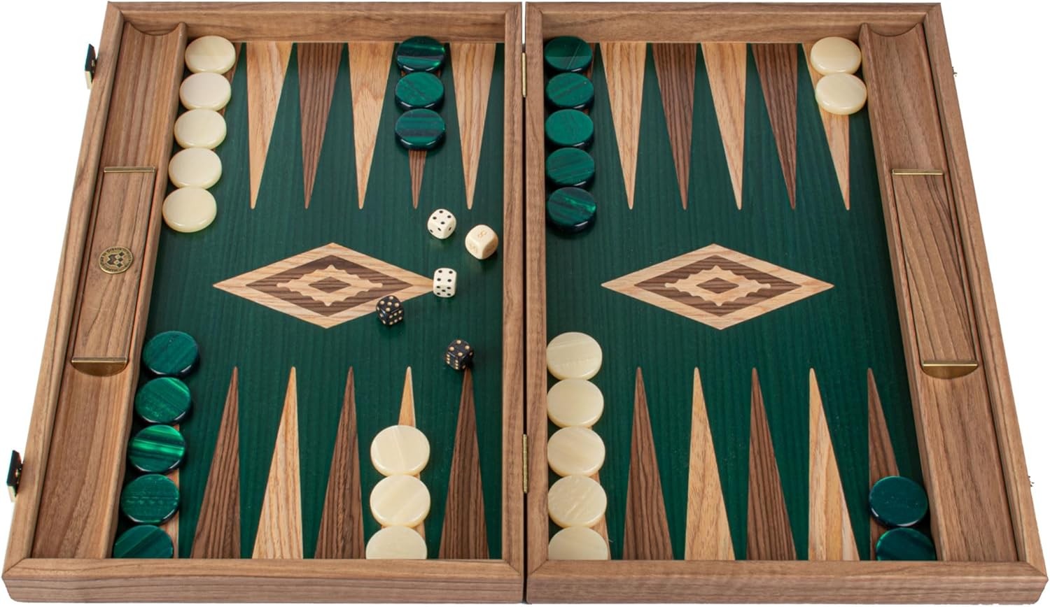 19 Inch Luxury Walnut Backgammon Set Wooden Folding Board Strategy Game