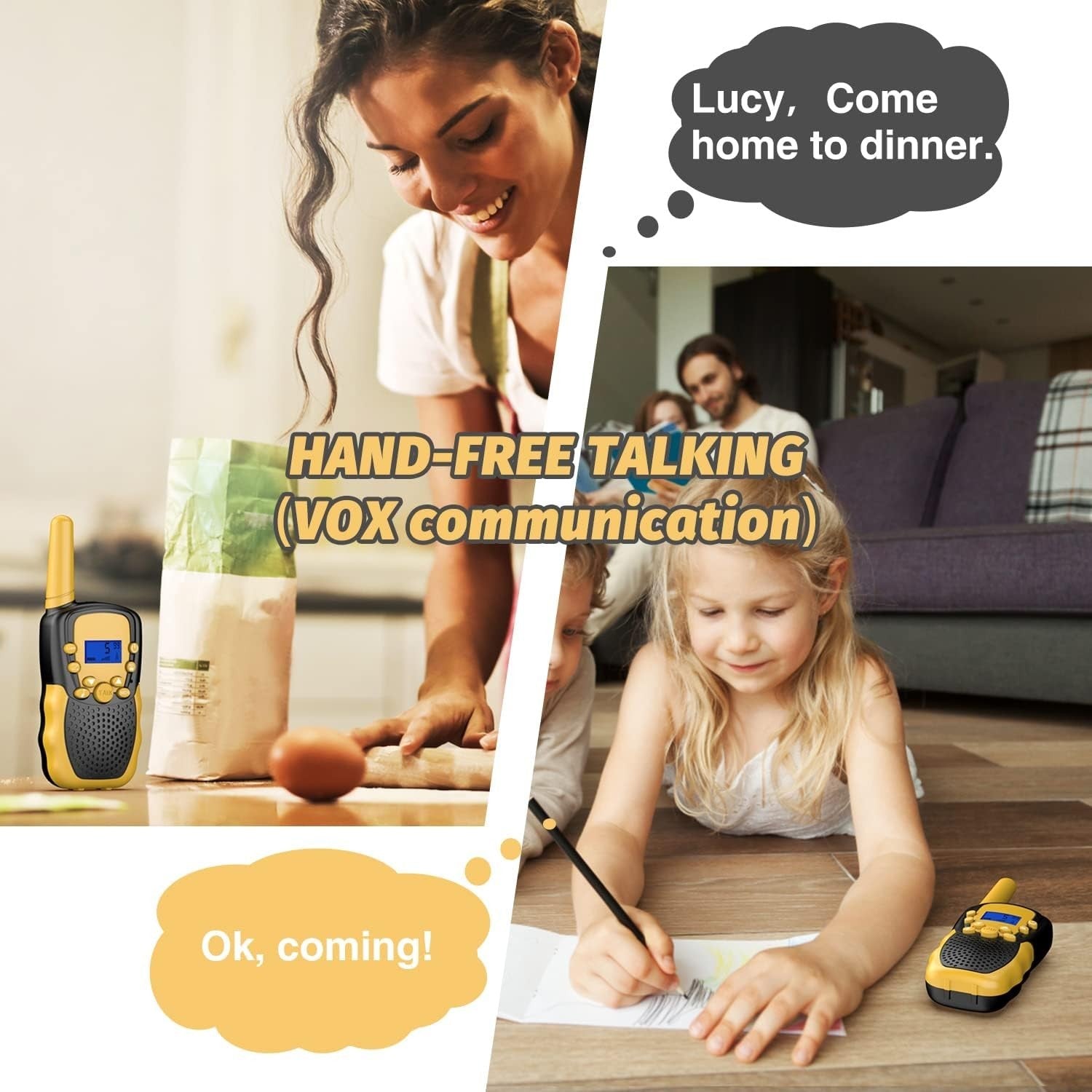 Kids Walkie Talkies 2 Pack 8 Channel 3 Mile VOX LED Flashlight Radio