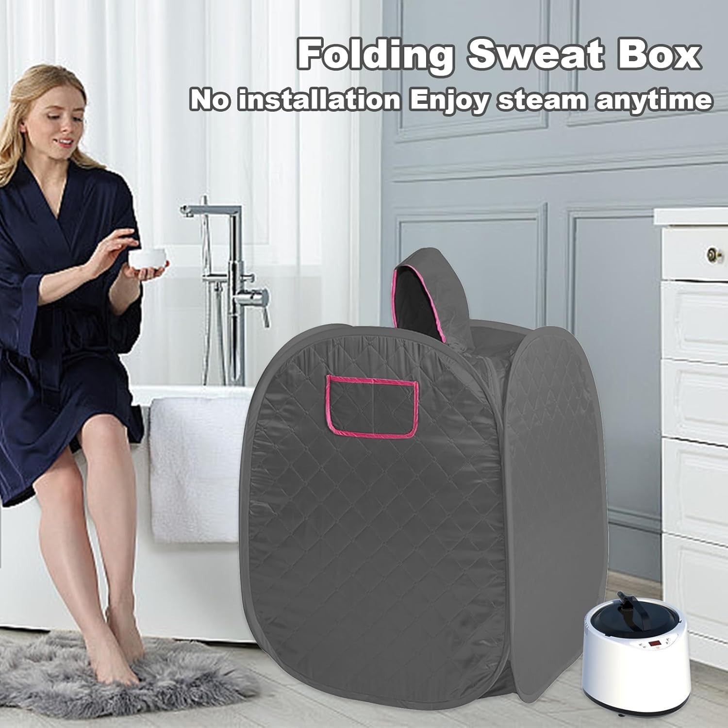 Portable Folding Sauna Box w/ 2L Steam Generator & Remote – Home Spa Tent