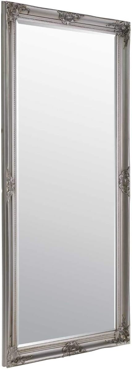 Large Silver Full Length Wall Mirror Ornate Vintage 168x76cm Bevelled
