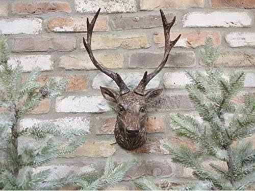 Stag Head Wall Mounted Sculpture Resin Deer Antler Ornament Rustic 47x29x20cm