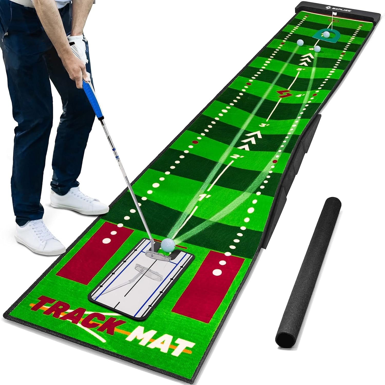 Golf Putting Mat 20" x 10ft Indoor Outdoor Training Aid Alignment Speed Track