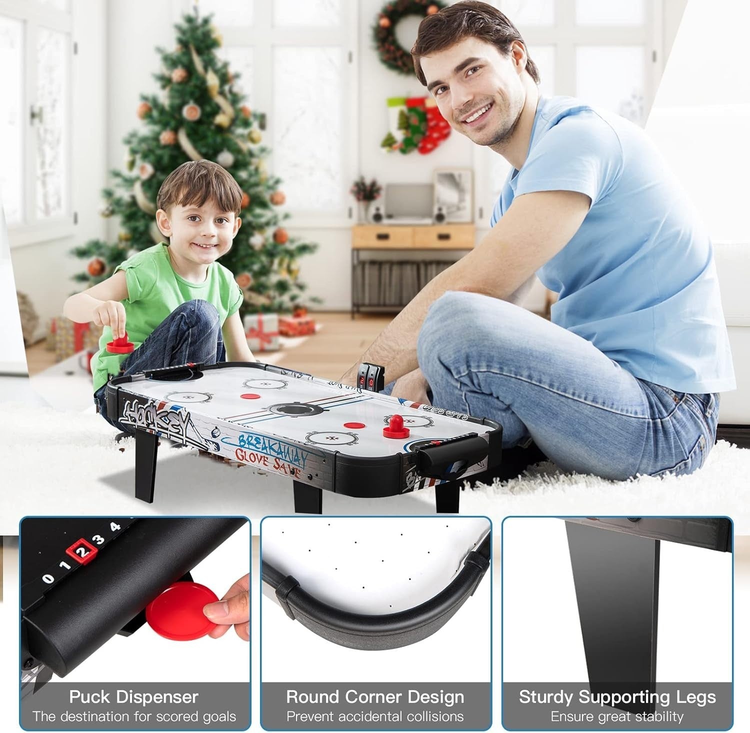 42 Inch Air Hockey Table LED Scoreboard Strong Motor Indoor Arcade Game