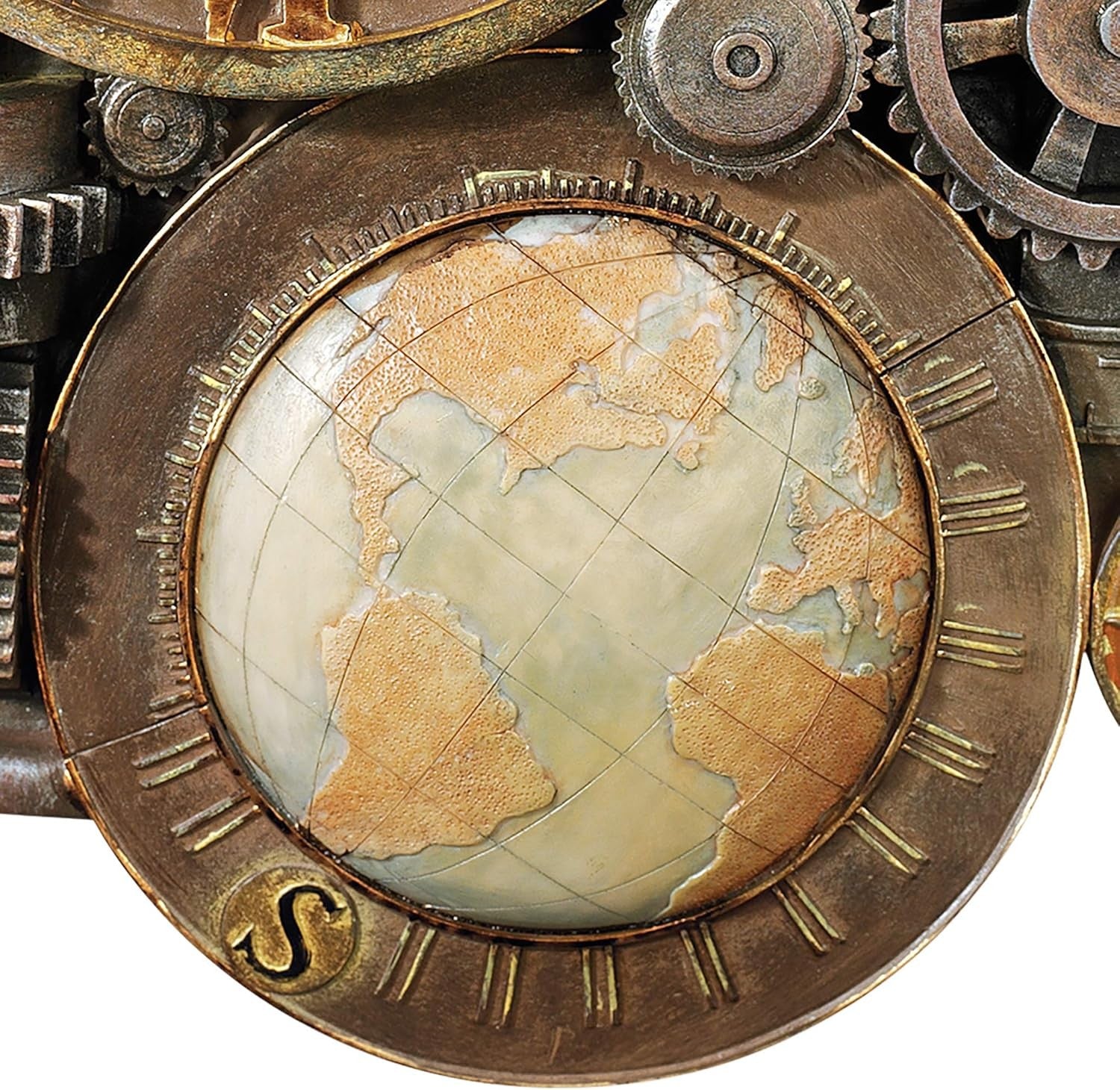 Steampunk Wall Clock Sculpture 43cm Gears of Time Polyresin Decor