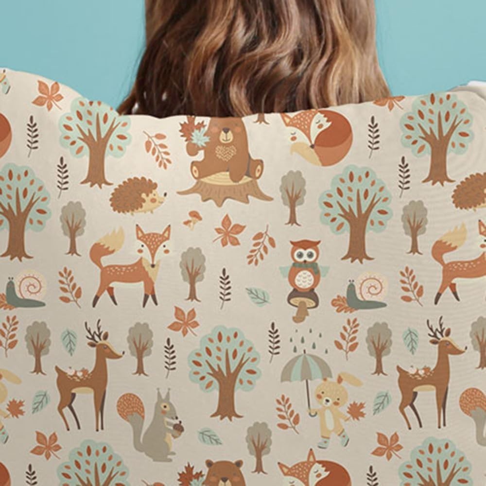 Kids Bean Bag Chair with Footstool Woodland Kids Recliner Machine Washable