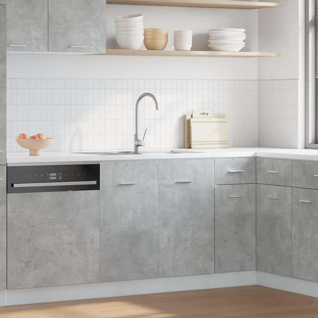 Concrete Grey Under Sink Cabinet 80x46x81.5cm Modern Kitchen Storage Unit