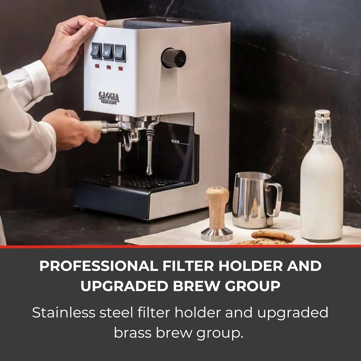 Pro Manual Espresso Machine | Brass Boiler | 2.1L Tank | Steam Milk Wand | 1200W