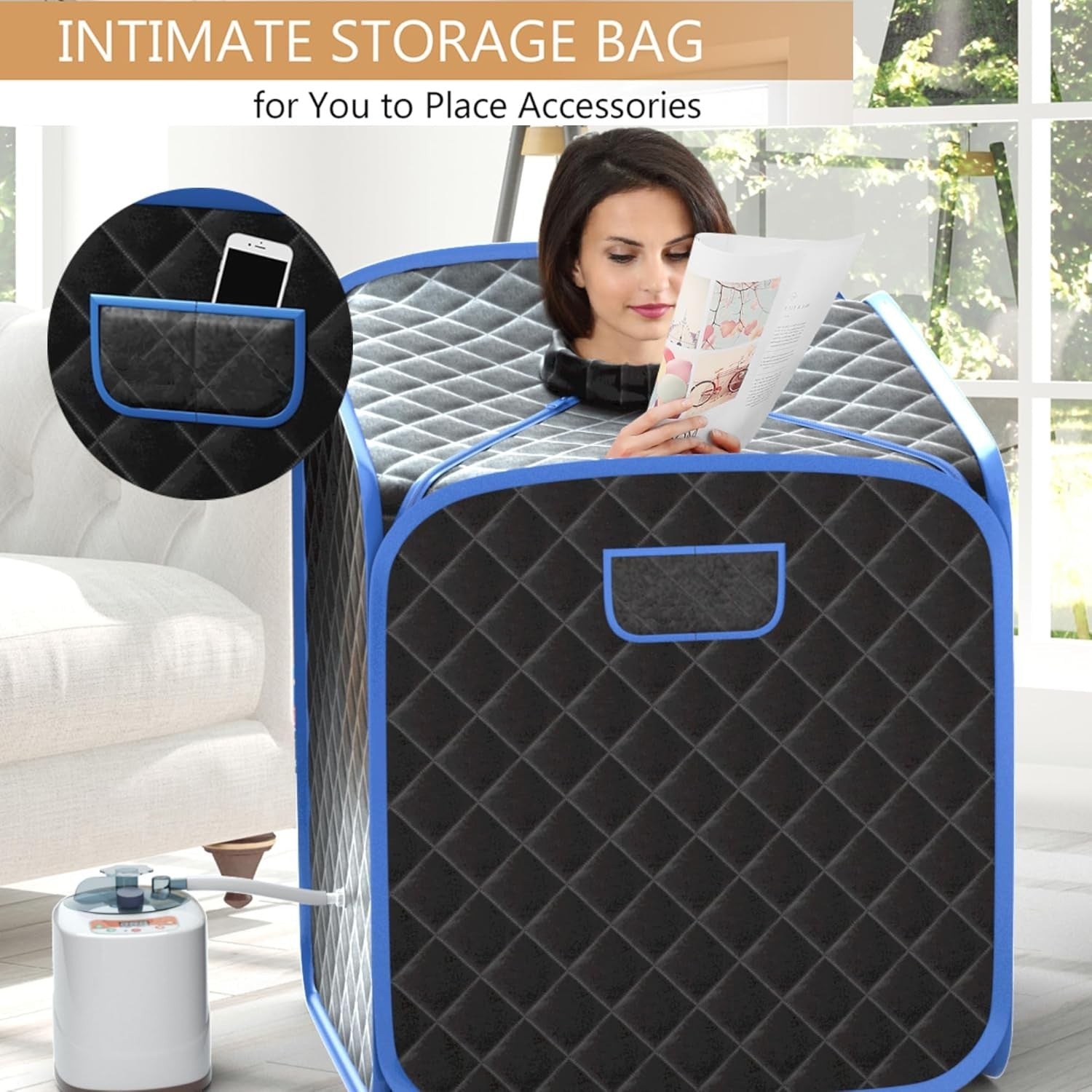Portable Steam Sauna Tent Home Spa 1000W Fast Heat Remote Chair Foot Roller