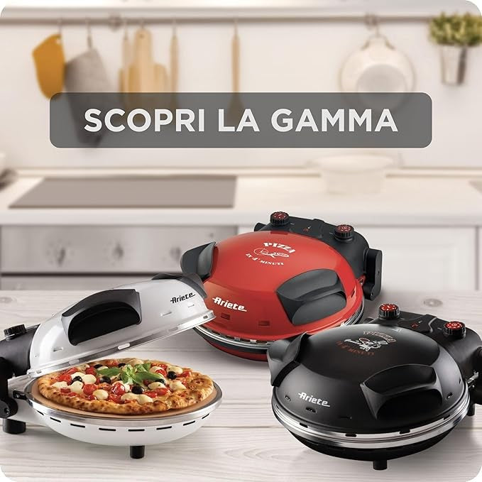 1200W Electric Pizza Oven 400°C 5 Heat Levels Non-Stick Stone Black