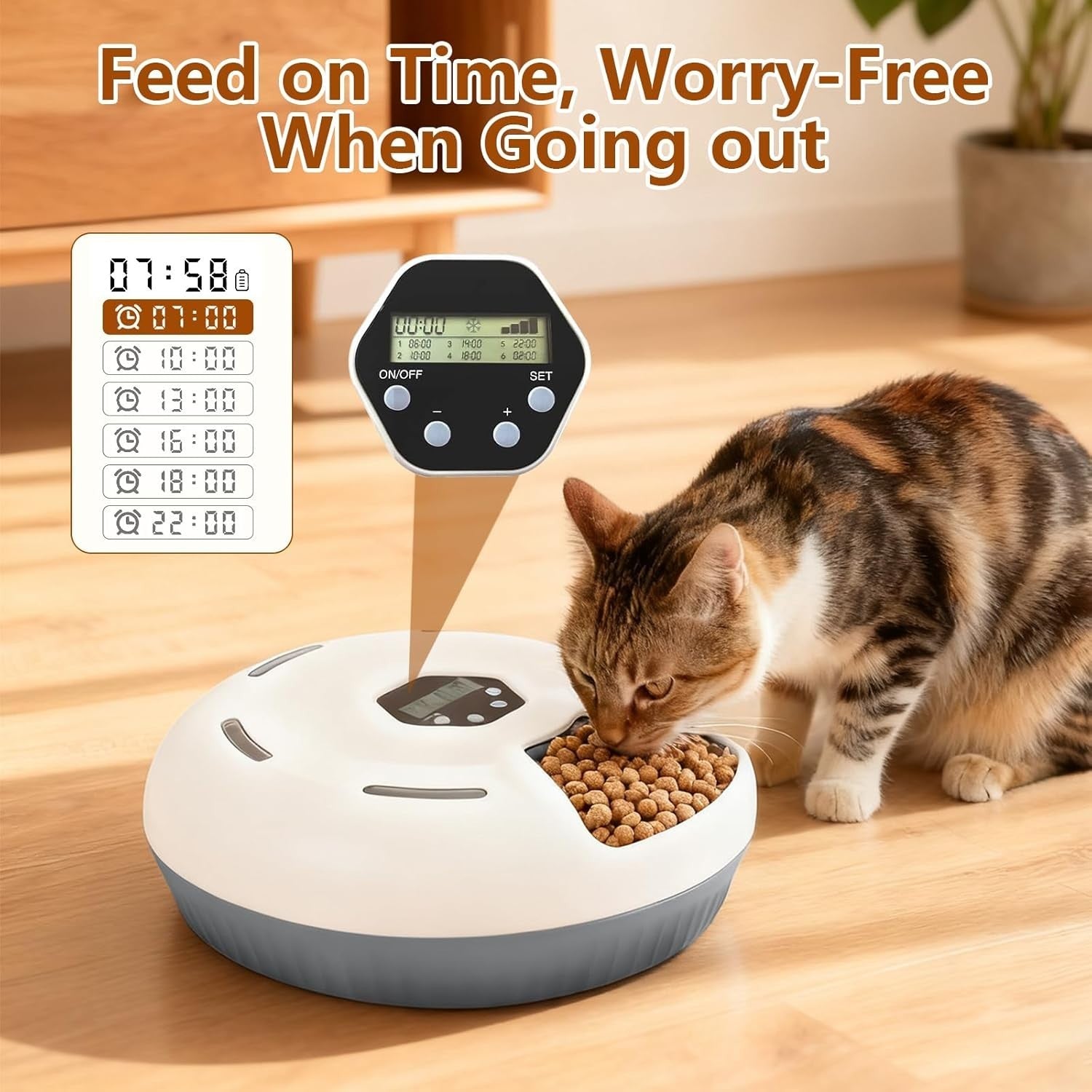 Automatic Cat Feeder Wet Dry Food Timer 6 Portion Pet Food Dispenser