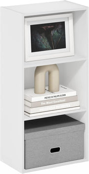 3Tier White Wooden Bookcase Small Storage Shelf Compact Organizer Open Bookshelf