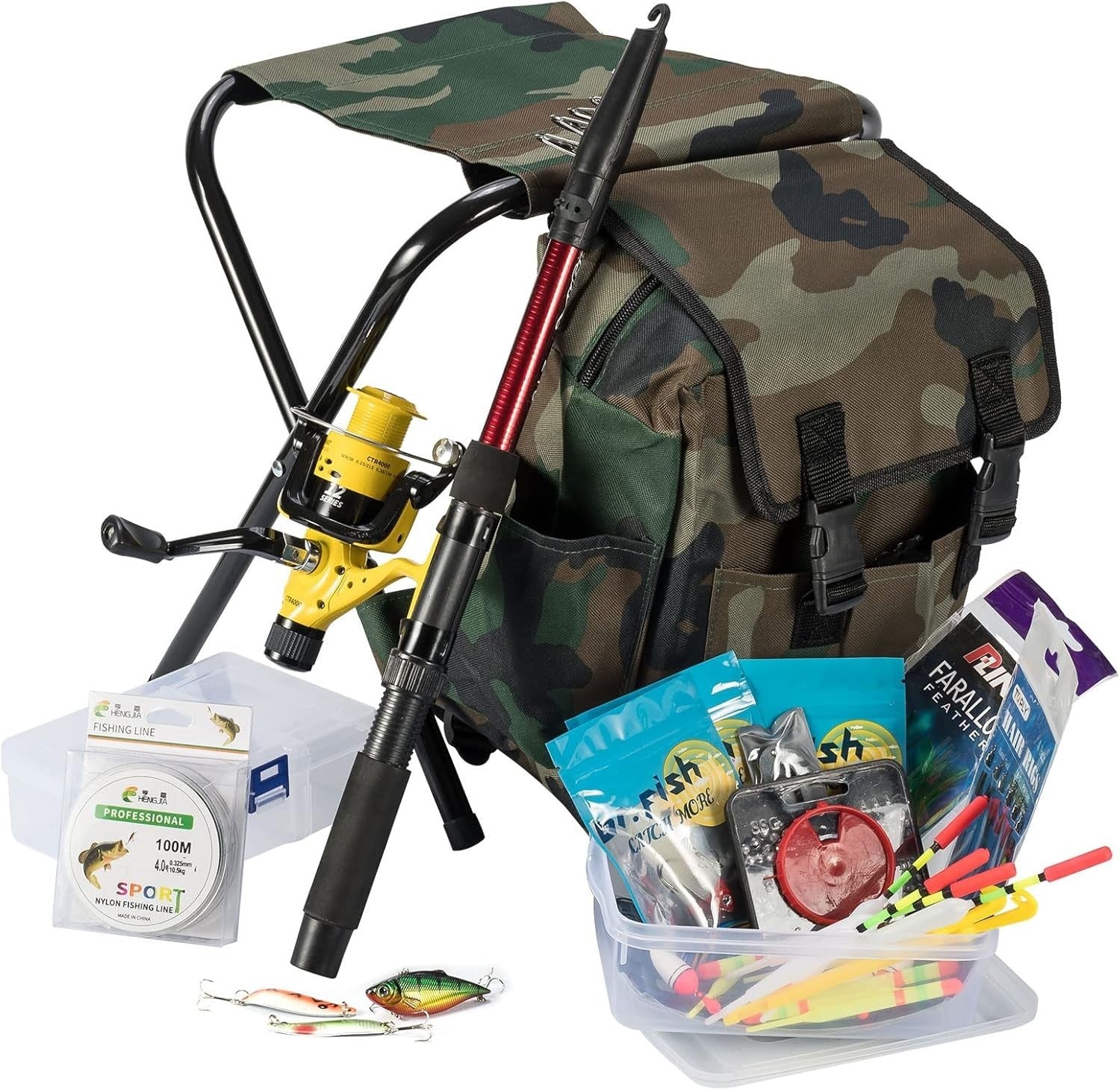 2.1M Telescopic Fishing Rod & Reel Combo Complete Set with Lures