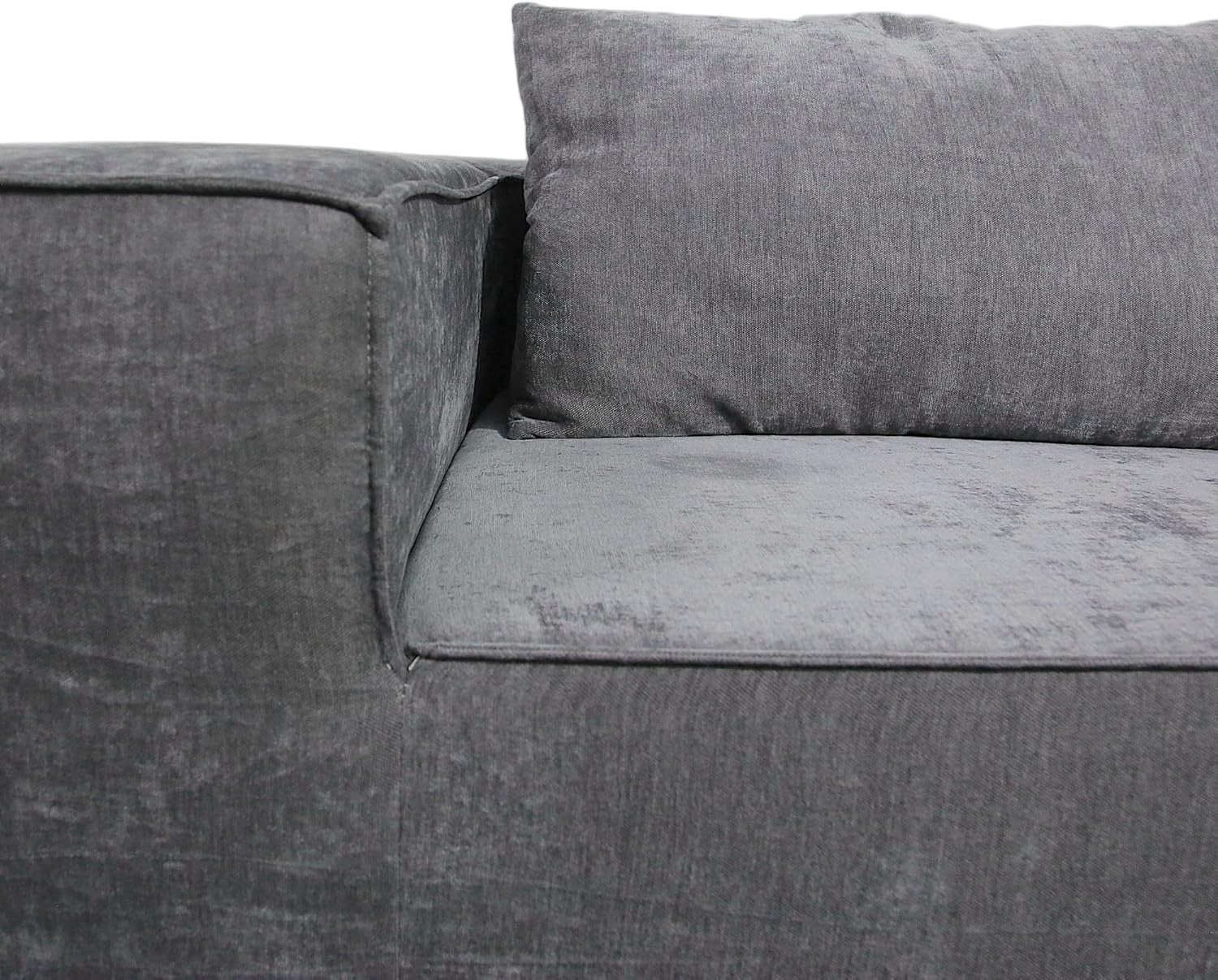 Modern L-Shaped Convertible Sofa Bed Grey Fabric Couch for Small Spaces
