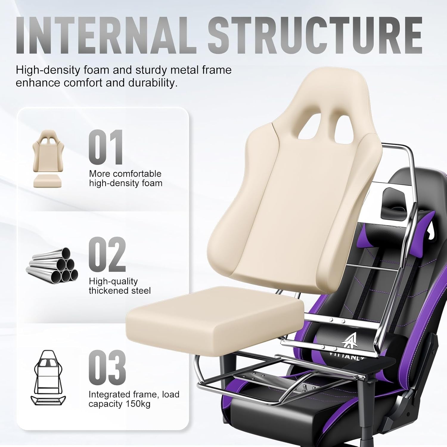 Ergonomic Gaming Chair Reclining Swivel PC Desk Chair Purple