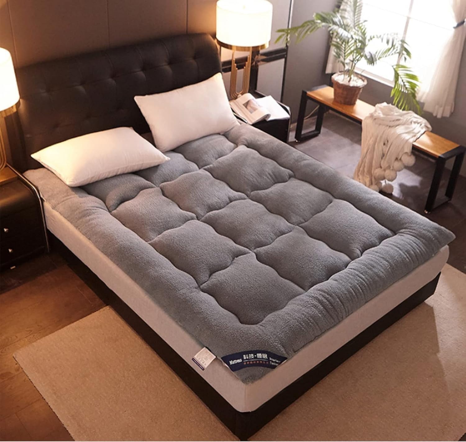 Double Floor Futon Mattress Foldable Tatami Bed Thick Soft Cotton Grey