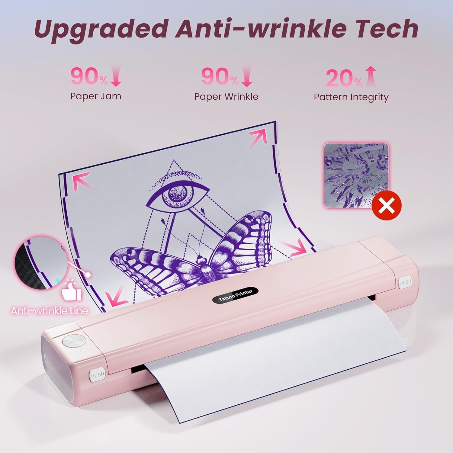 Pink Tattoo Stencil Printer Wireless Thermal Tattoo Machine for Artists