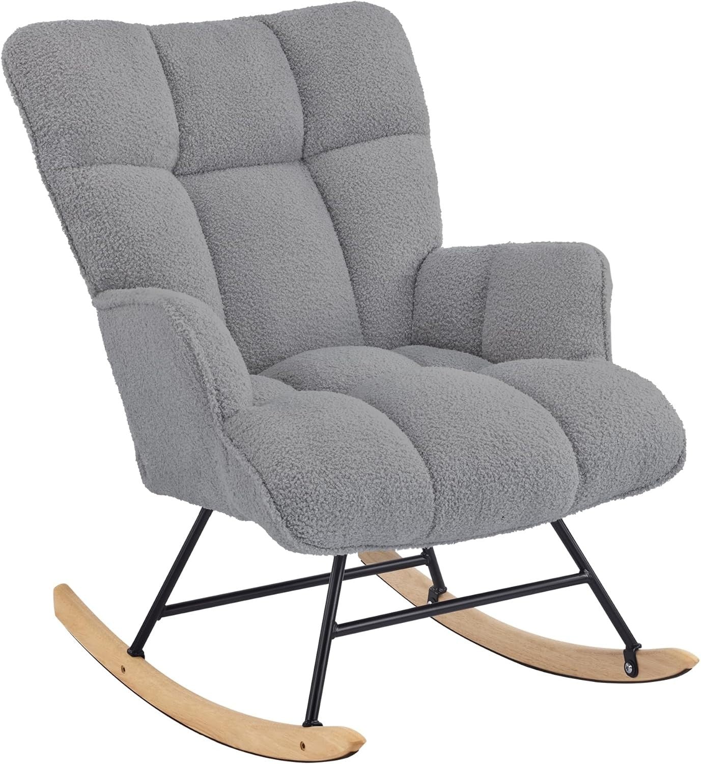 Teddy Rocking Chair Glider for Nursery Adult Armchair Recliner Grey