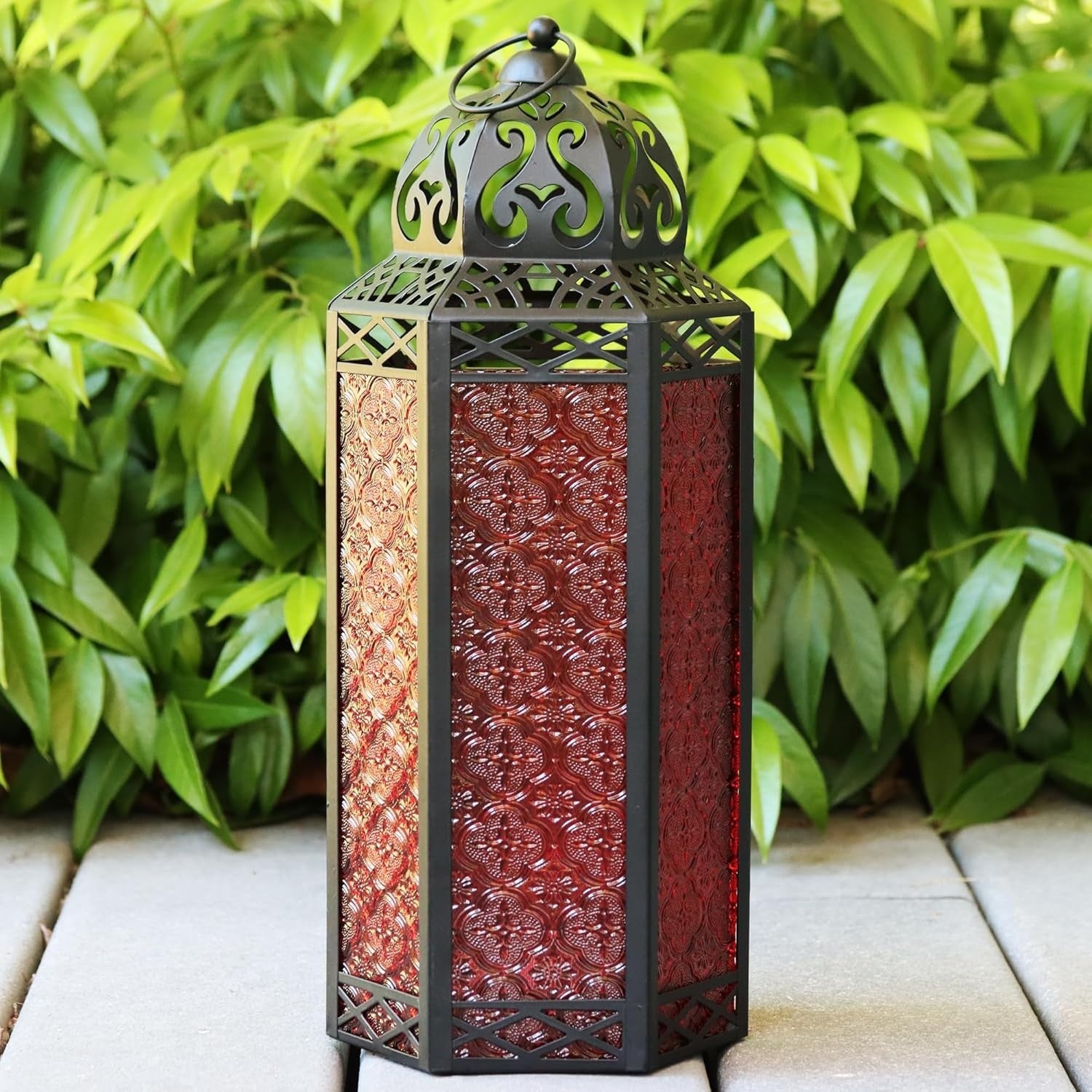 S Set of 3 Red Moroccan Candle Lanterns Home Decor