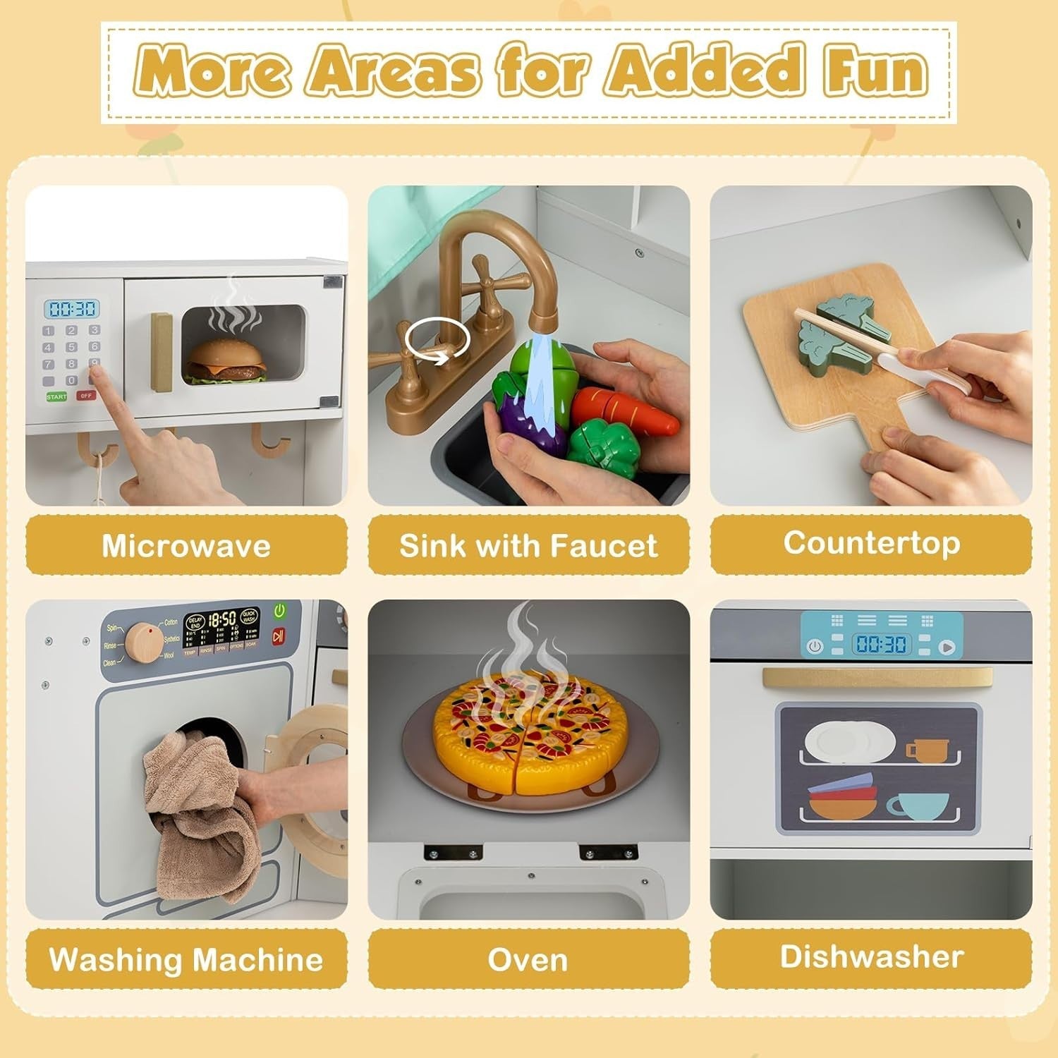 Corner Kids Play Kitchen Lights Sounds Washer Grey Chef Toy