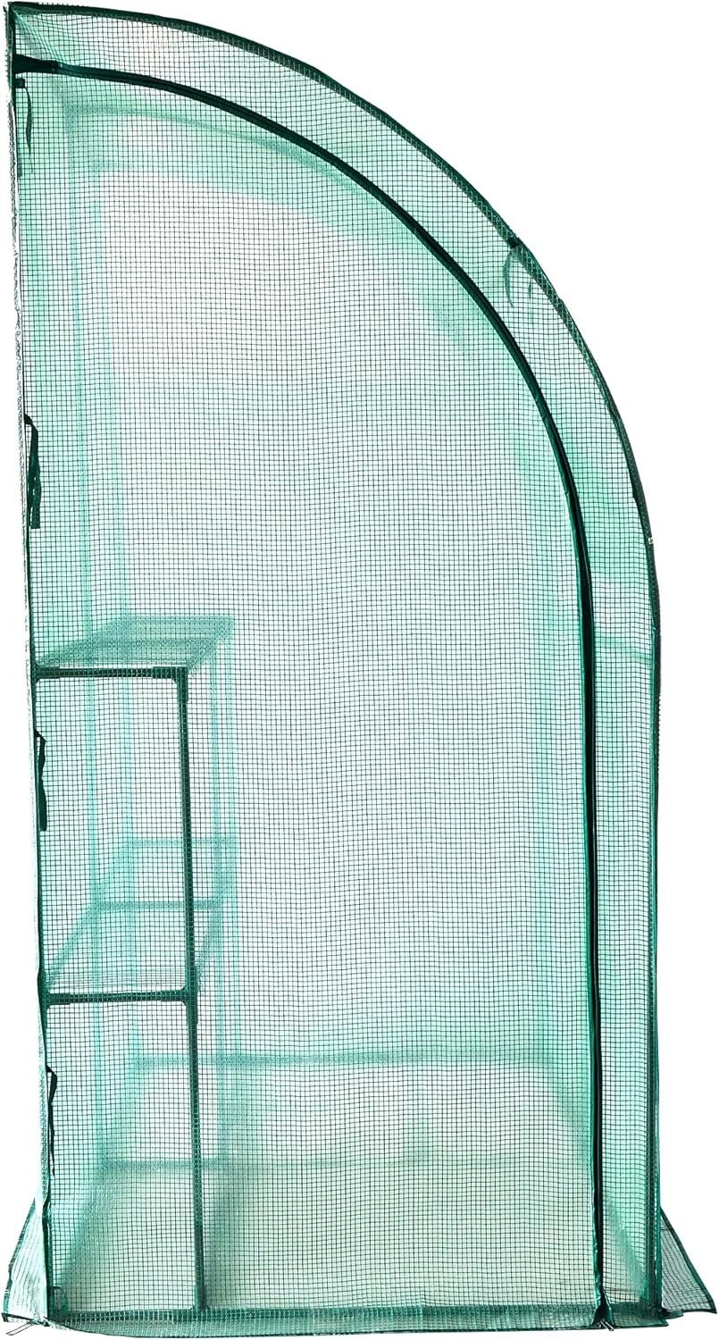 Walk-In Wall Greenhouse with Shelves Waterproof PE Cover Steel Frame