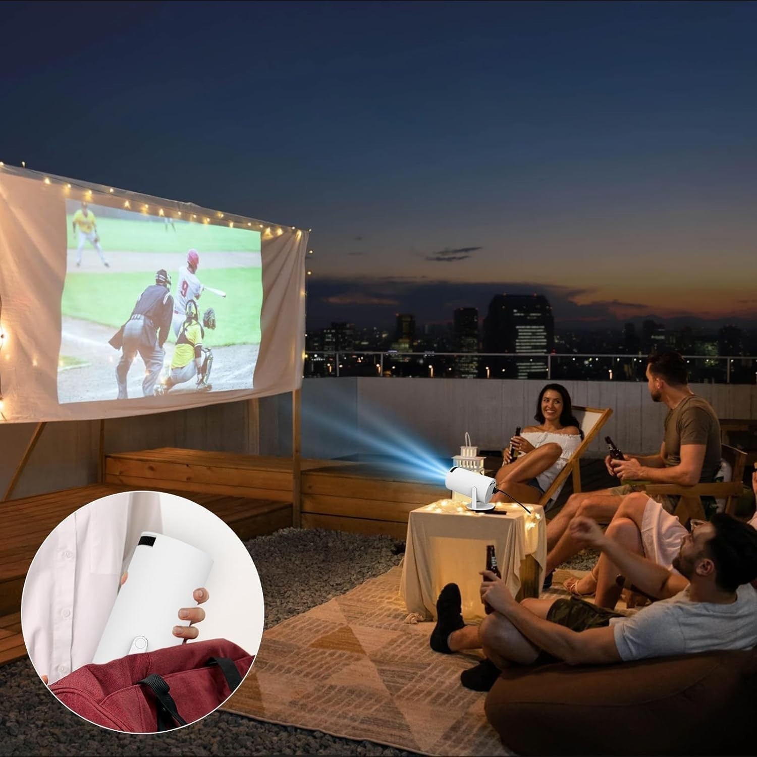 Mini Smart Projector 1080P Portable LED WiFi Bluetooth Home Cinema