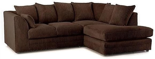 RH 4 Seater Corner Sofa – Jumbo Cord L Shape Couch – Chocolate Brown