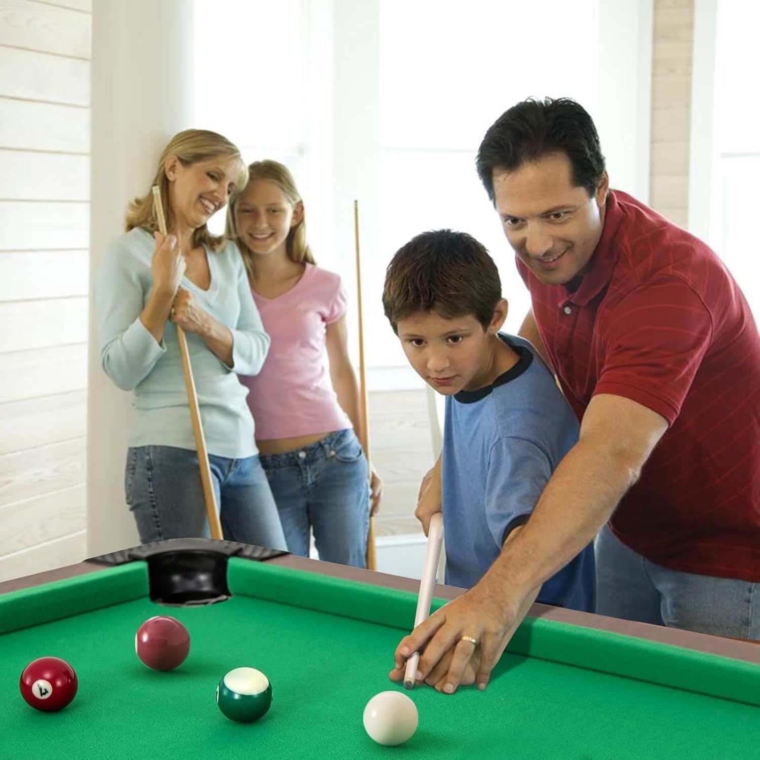 48in Mini Pool Table Wooden Billiards Set w Cues Balls Accessories