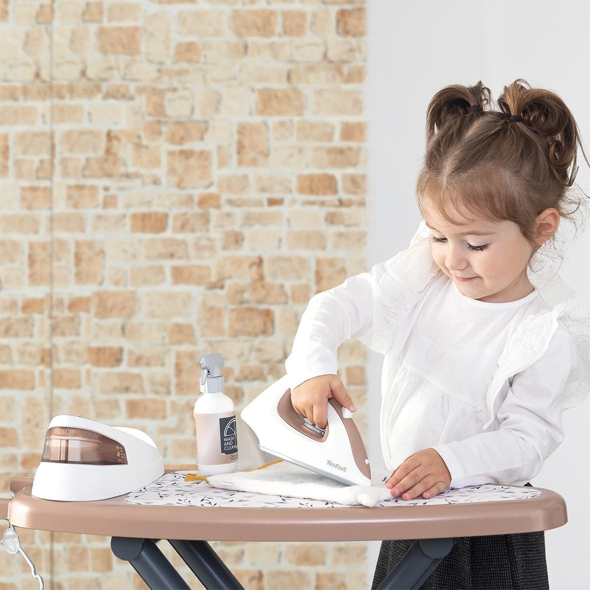 Kids Ironing Board Play Set with Steam Iron Pretend Laundry Toy