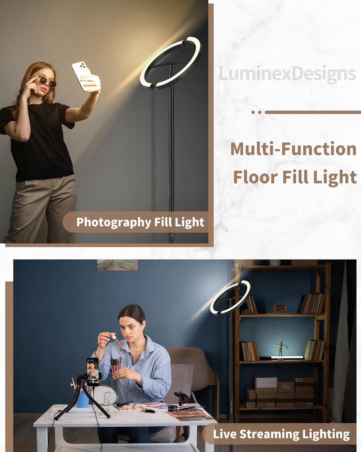 LED Floor Lamp with Shelf 36W Dimmable Remote Control Corner Reading Light
