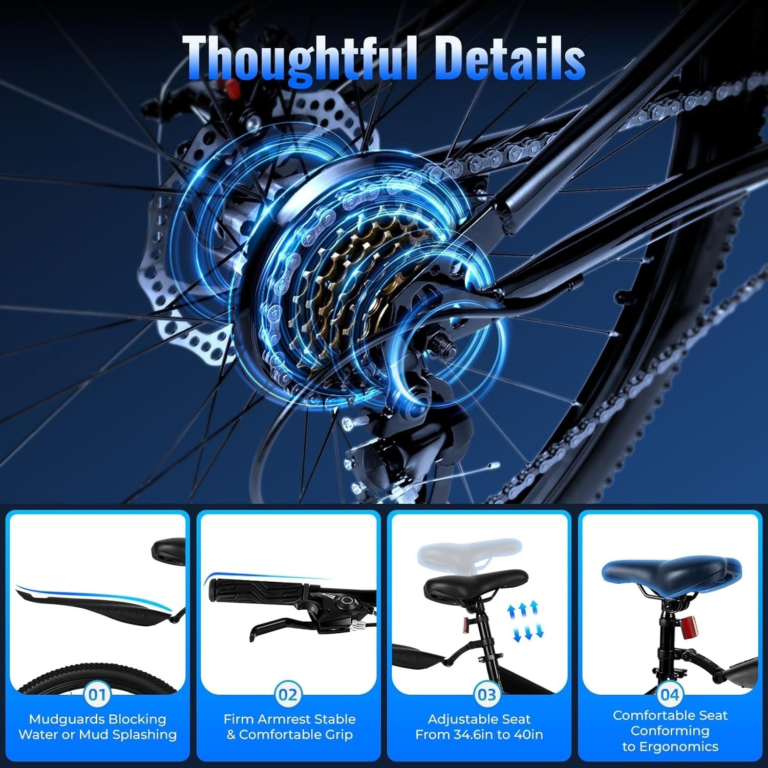 26" Folding Mountain Bike 21 Speed Mens Full Suspension Disc Brake