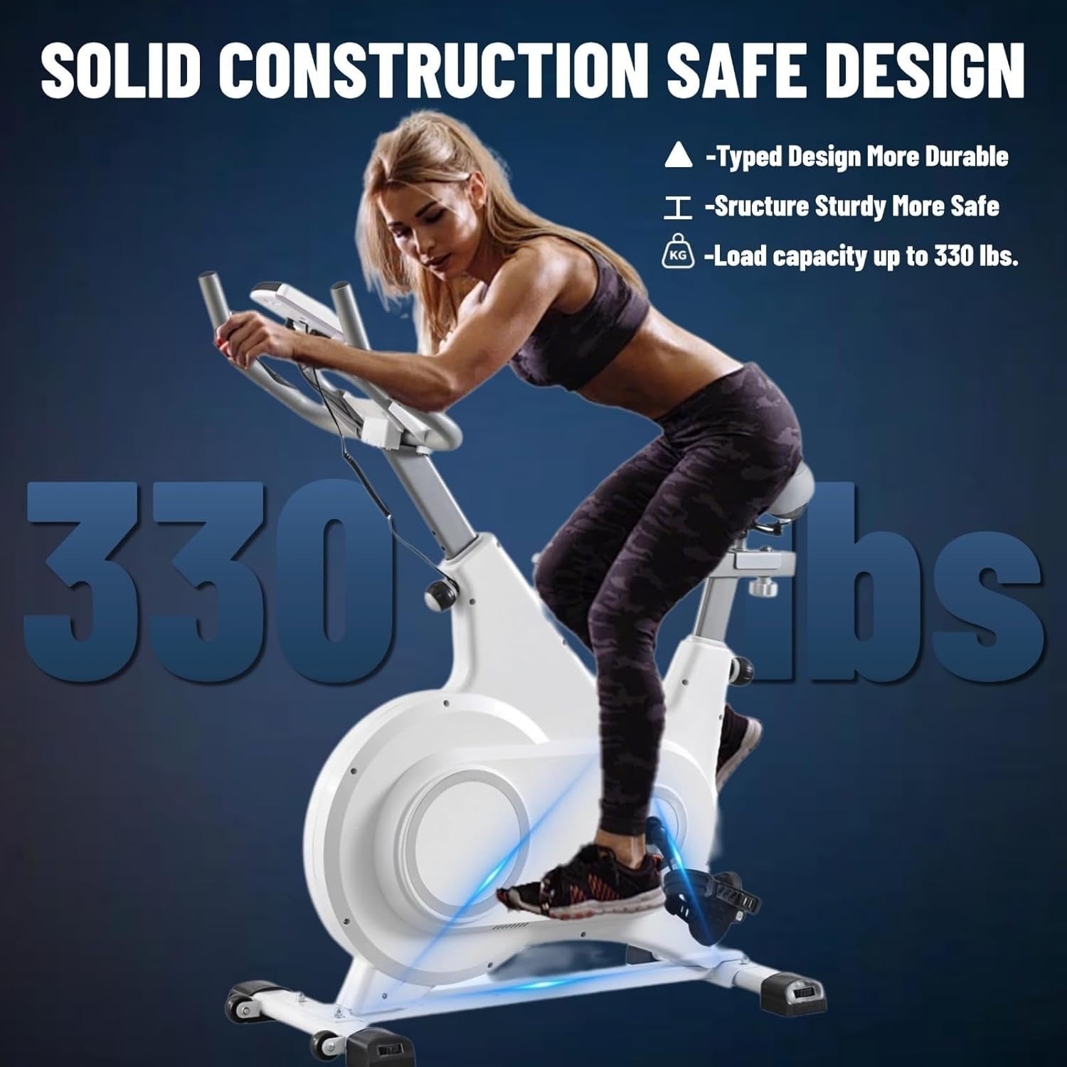 Silent Indoor Spin Bike w/ LCD Monitor, 6kg Flywheel & Adjustable Seat 330lb