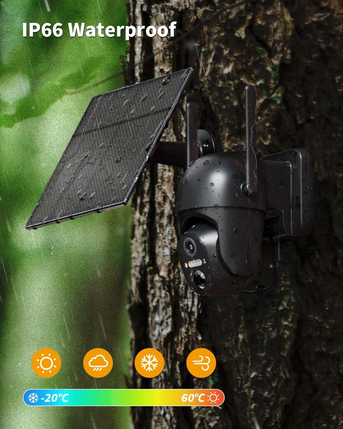 4G LTE Solar Security Camera Outdoor PTZ 2K HD CCTV No WiFi