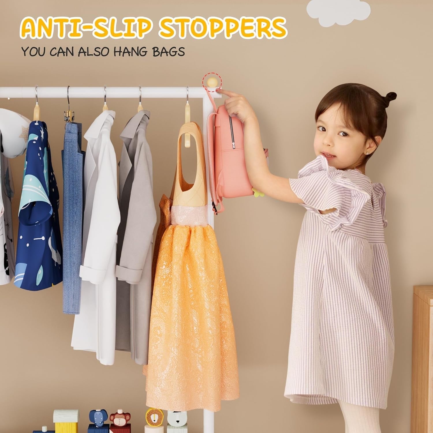 Kids Clothes Rail with Basket Storage Baby Dress Up Rack White