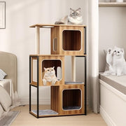 Modern Cat Tree Tower with Condos, Scratching Posts & Plush Cushions