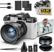 5K 64MP Vlogging Camera WiFi Flip Screen 16X Zoom White Kit