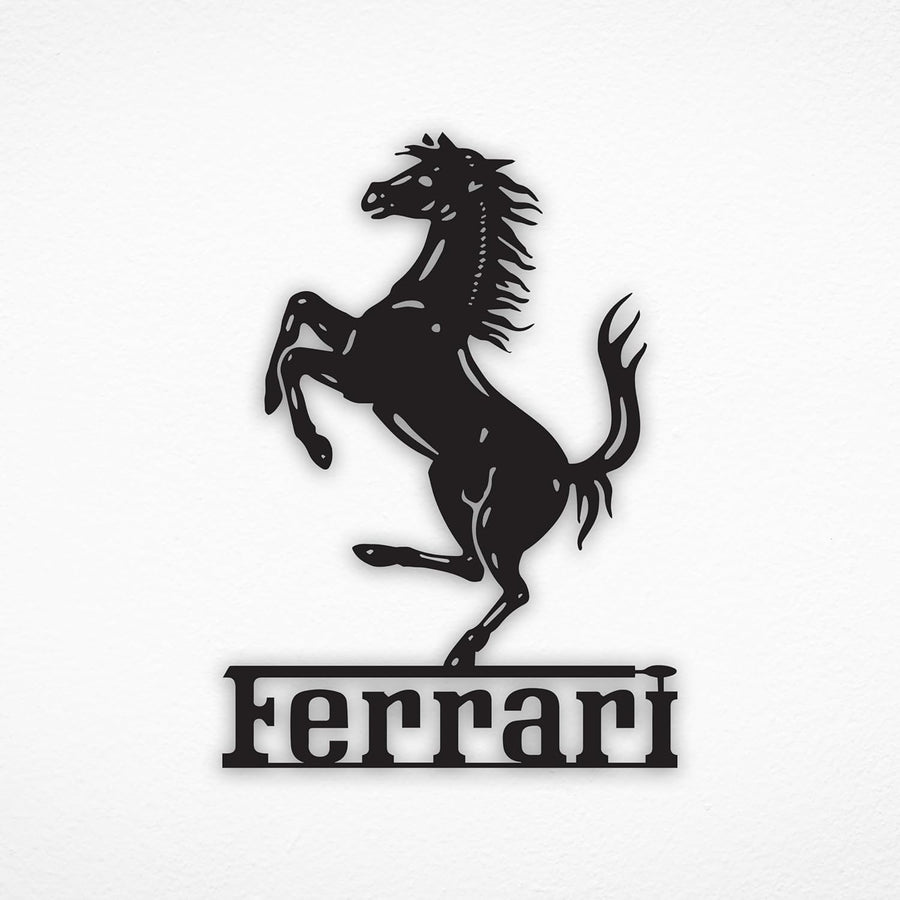 Ferrari Metal Wall Art Car Logo Decor Black 74x47.6cm Garage