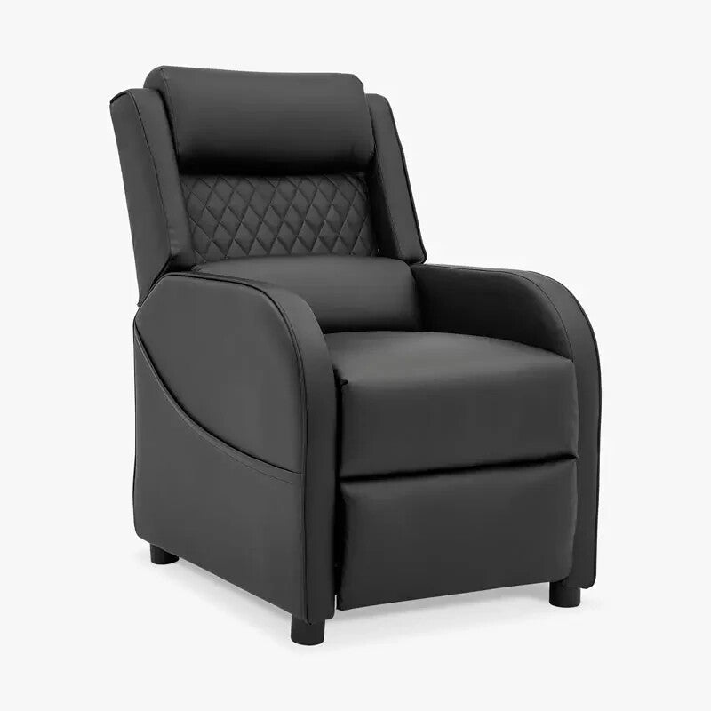 Gaming Recliner Chair Faux Leather Black | Ergonomic Cinema Armchair