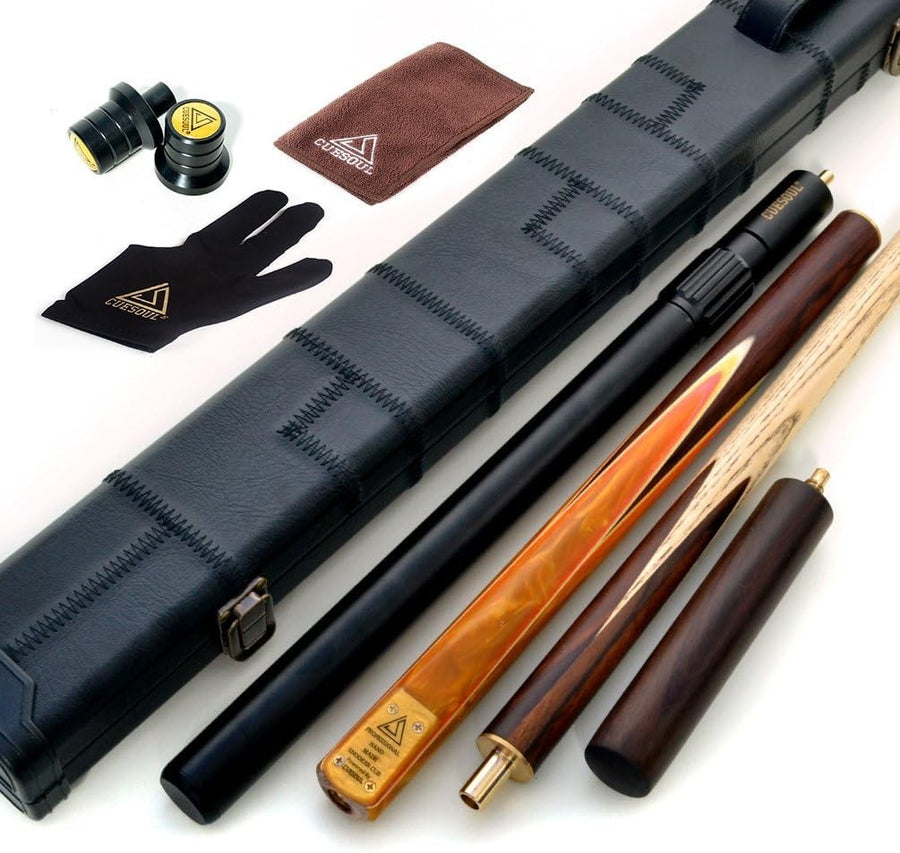 57” Snooker Cue 3/4 Joint Ash Shaft 9.5mm Tip Extensions Case 18oz