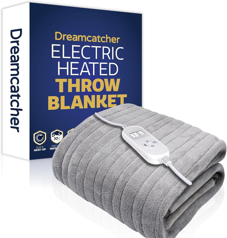 Electric Heated Throw Blanket 160x120cm Soft Fleece 9 Timer