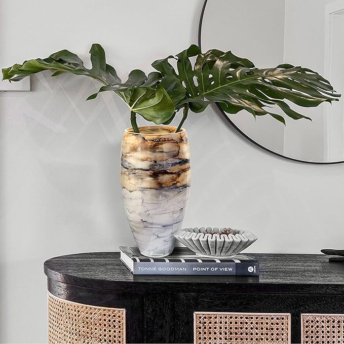 Sand Marble Glass Floor Vase 38cm Tall Hand Blown Luxury Home Decor