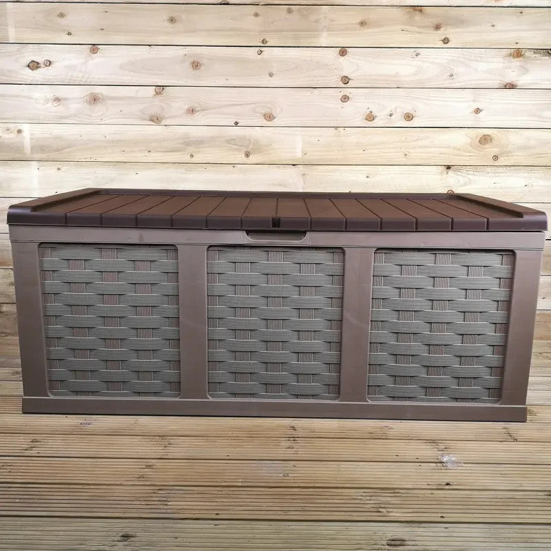 634L Rattan Garden Storage Box Seat Waterproof Outdoor Decking Bench