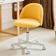 Yellow Teddy Fleece Swivel Desk Chair Small Adjustable Height Vanity Seat