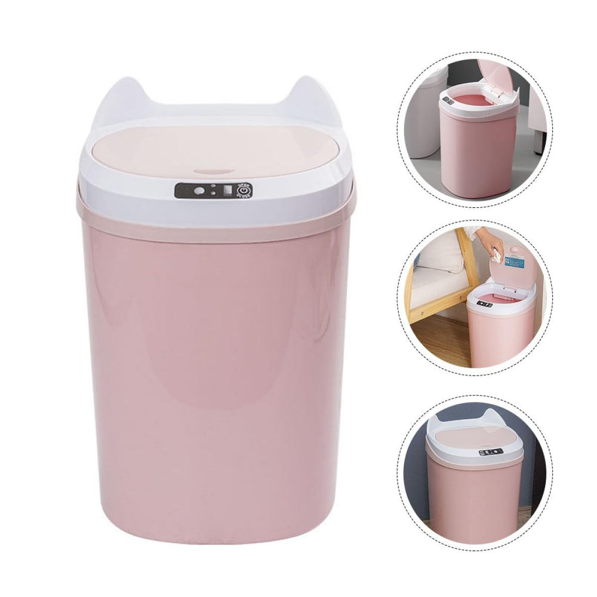 17L Touchless Smart Sensor Trash Can Rechargeable Pink