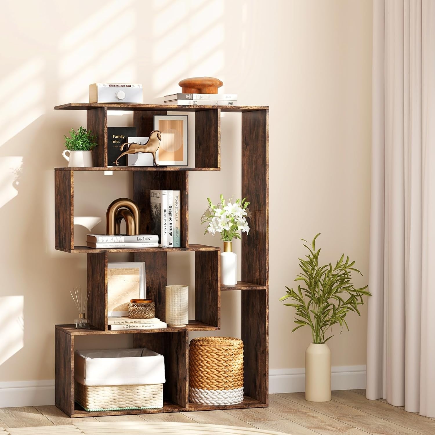 6-Cube Modern Bookshelf Freestanding Storage Unit with Anti-Tipping & Foot Pads