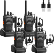 Long Range Walkie Talkies 4 Pack Rechargeable 2 Way Radios VOX USB Set